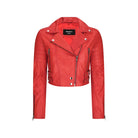 Womens Short Real Leather Jacket Cross Zip Biker Slim Fit Brando Soft Classic-TruClothing