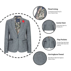 Women's Tailored Fit Grey Blazer-TruClothing