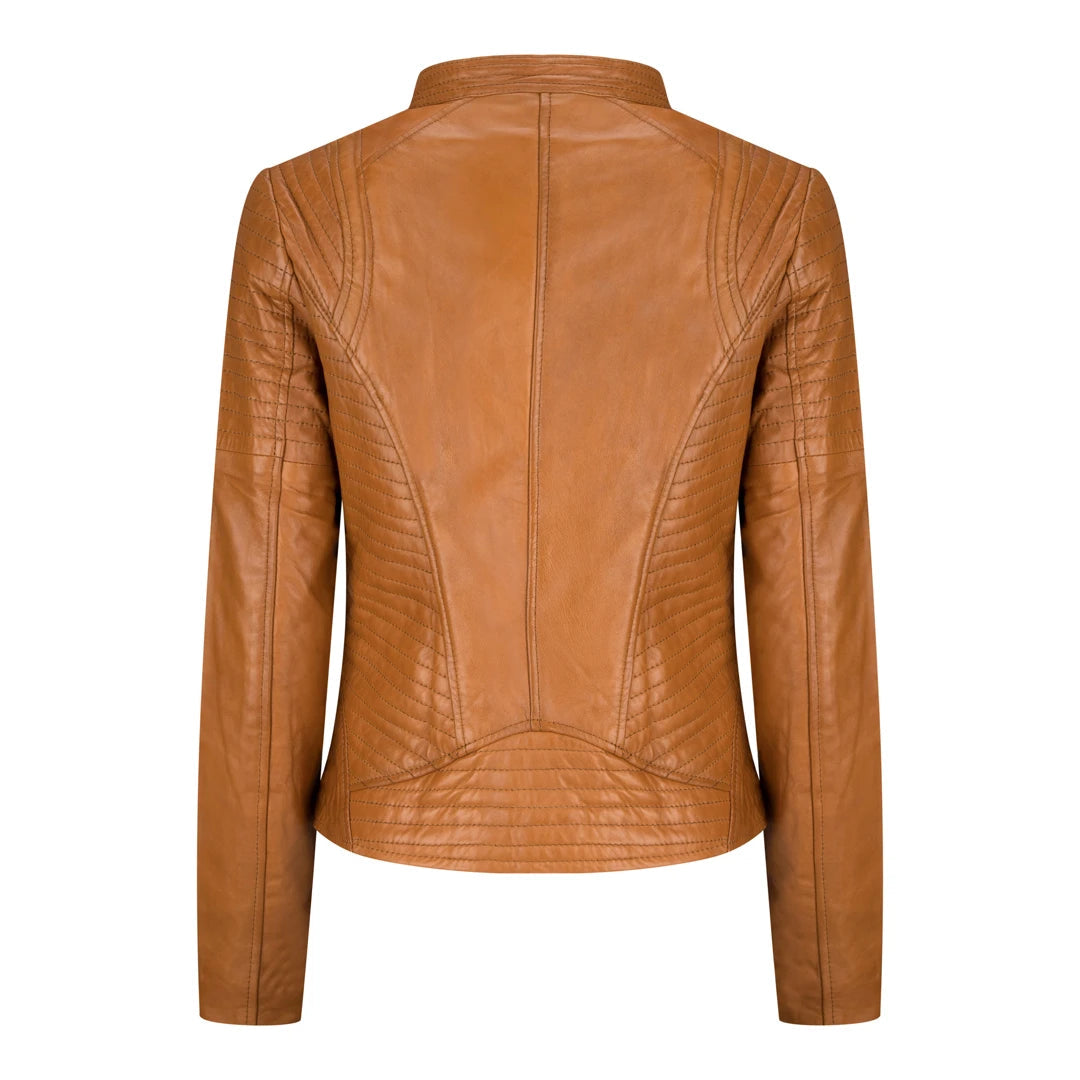 Womens Tan Brown Fitted Jacket-TruClothing