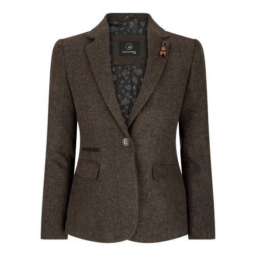wsn04 - Women's Brown Tweed Blazer Waistcoat & Trouser Classic Suit