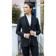 Womens Waistcoat Blazer Suit Wool Tweed Elbow Patch 1920s Vintage Classic Black-TruClothing