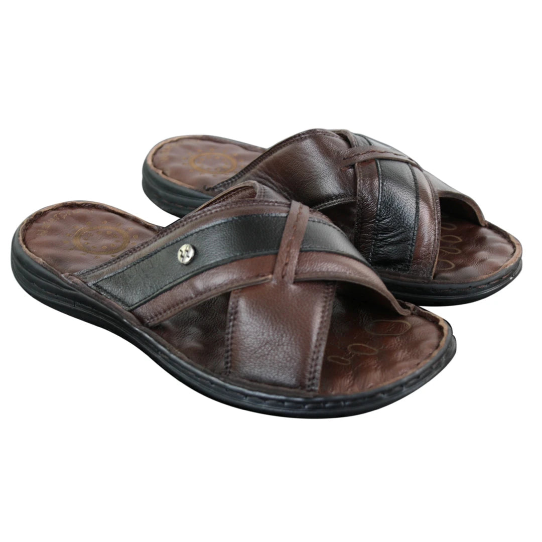 Wyndham W02 - Mens Pure Real Leather Flip Flops Slip On Slippers Premium Comfort Waterproof-TruClothing