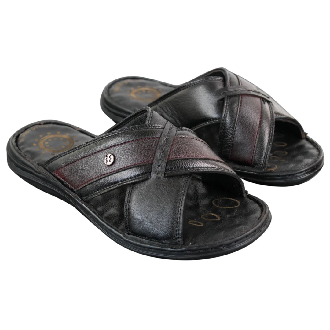 Wyndham W02 - Mens Pure Real Leather Flip Flops Slip On Slippers Premium Comfort Waterproof-TruClothing