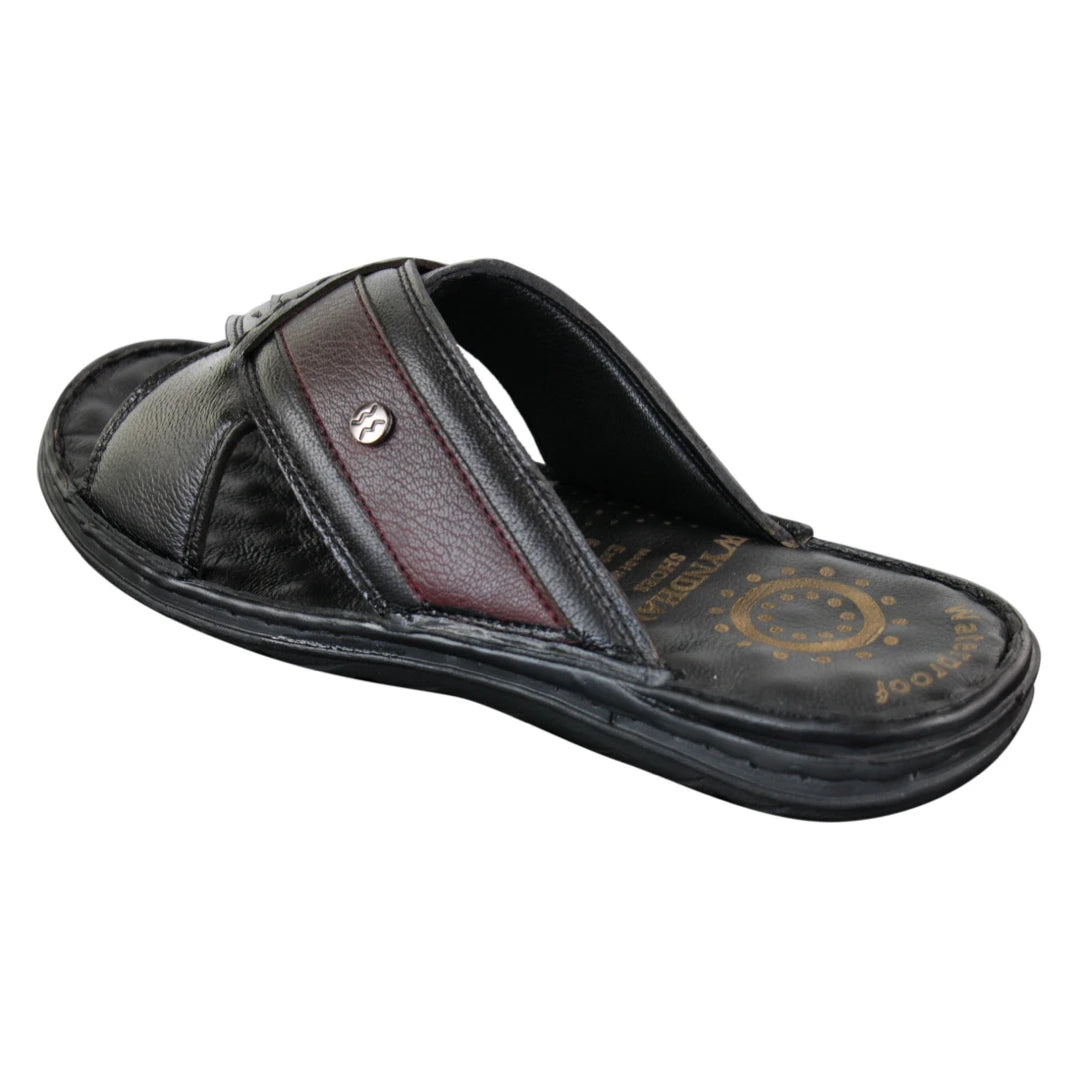Men s Leather Flip Flops Slip On Slippers Sandals TruClothing