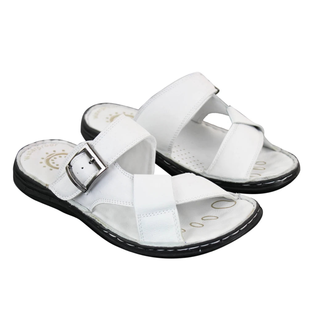 Wyndham W07 - Mens Real Leather Slip On Mules Sandals Strap Buckle Premium Comfort Waterproof Walking-TruClothing