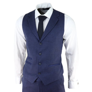 AK-04 - Costume bleu en tweed chevron 3 pièces pour homme, Wedding Blinders - TruClothing.com - 5