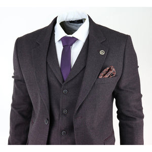 Herrenanzug 3 teilig Fischgräte Tweed Design Lila 1920er Vintage Retro Stil - TruClothing.com - 4