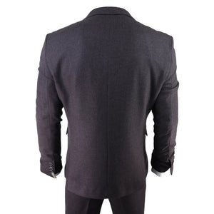 Herrenanzug 3 teilig Fischgräte Tweed Design Lila 1920er Vintage Retro Stil - TruClothing.com - 6