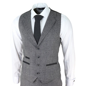 Herrenanzug 3 Teilig Grau Kariert Tailored Fit Vintage Retro Design Klassisch - TruClothing.com - 5