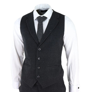 Cosyume pour homme 3 pièces tweed noir à carreaux style vintage années 20 Gatsby Blinders coupe ajustée - TruClothing.com - 5
