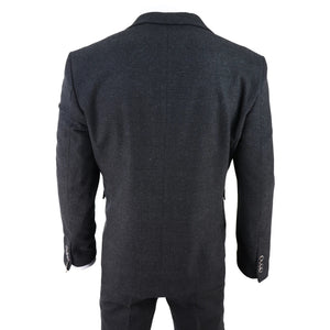 Cosyume pour homme 3 pièces tweed noir à carreaux style vintage années 20 Gatsby Blinders coupe ajustée - TruClothing.com - 7