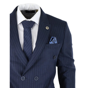 Herrenanzug zweireihiger Marineblau Nadelstreifen 1920er Jahre Mafia Gangster Blinders - TruClothing.com - 4