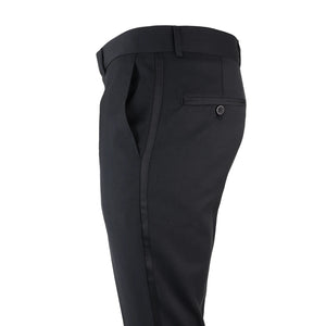 Traje de esmoquin negro cruzado con chaqueta y pantalón a rayas de saten para hombre - TruClothing.com - 7