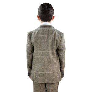 Albert - Boys 3 Piece Suit Brown Tweed Check Blinders Kids Classic 1920s - House of Cavani - 4