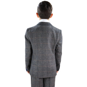Albert - Boys 3 Piece Suit Grey Tweed Check Blinders Kids Classic 1920s - House of Cavani - 5