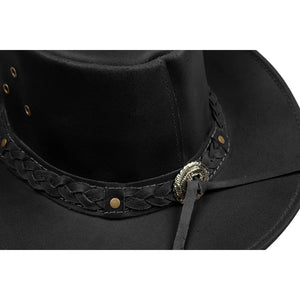Australien Unisex Cowboy Echtleder Mütze Reiter Klassisch Retro Design - Schwarz - Infinity Leather - 3