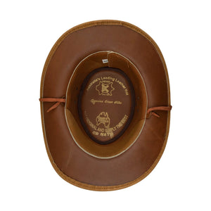 Australien Unisex Cowboy Echtleder Mütze Reiter Klassisch Retro Design - Kamel - Infinity Leather - 15