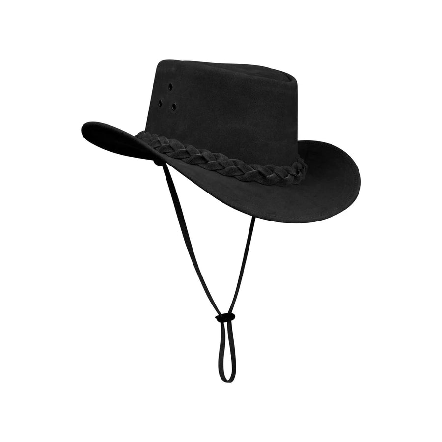 Australien Unisex Cowboy Echtleder Mütze Tanzen Klassisch Retro Design - Schwarz - Infinity Leather - 1