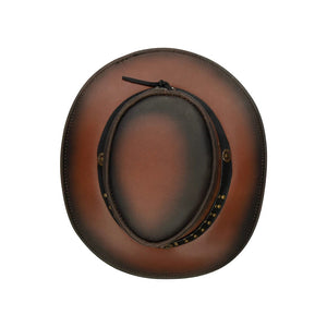 Kapelusz uniseksowy kowbojski westernowy outback australijski skórzany - Brązowy - Infinity Leather - 4