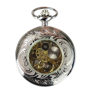 Orologio da Taschino Meccanico Automatico con Numeri Romani Vintage Retro - Argento - TruClothing.com - 5