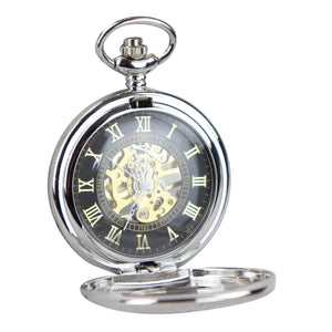 Orologio da Taschino Meccanico Automatico con Numeri Romani Vintage Retro - Argento - TruClothing.com - 6