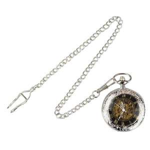 Orologio da Taschino Meccanico Automatico con Numeri Romani Vintage Retro - Argento - TruClothing.com - 7