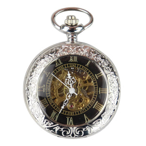 Orologio da Taschino Meccanico Automatico con Numeri Romani Vintage Retro - Argento - TruClothing.com - 8