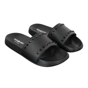 Black Saints Spikes - Mens Black White Flip Flops Slippers Summer Beach Casual Walking - Black Saints - 2