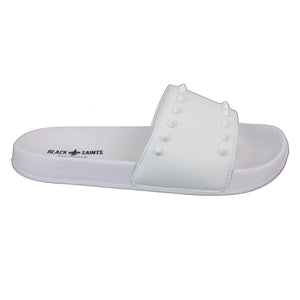 Black Saints Spikes - Mens Black White Flip Flops Slippers Summer Beach Casual Walking - Black Saints - 6