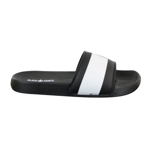 Black Saints Stripes - Mens Black White Stripes Flip Flops Slippers Summer Beach Casual Walking - Black Saints - 1