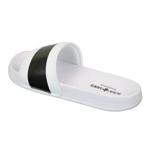 Black Saints Stripes - Mens Black White Stripes Flip Flops Slippers Summer Beach Casual Walking - Black Saints - 10