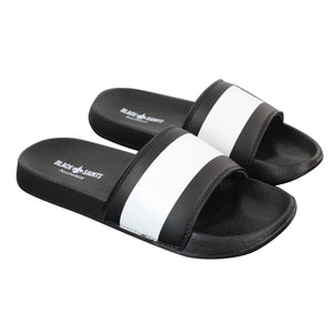Black Saints Stripes - Mens Black White Stripes Flip Flops Slippers Summer Beach Casual Walking - Black Saints - 3