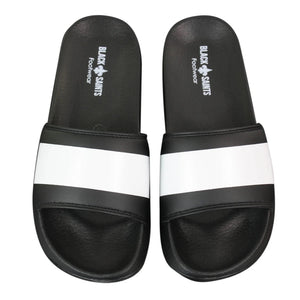 Black Saints Stripes - Mens Black White Stripes Flip Flops Slippers Summer Beach Casual Walking - Black Saints - 4