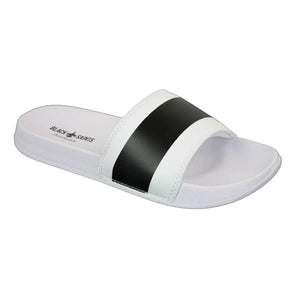 Black Saints Stripes - Mens Black White Stripes Flip Flops Slippers Summer Beach Casual Walking - Black Saints - 7