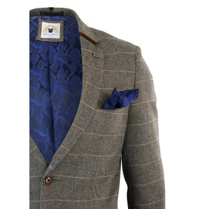 Blake - Herren Herringbone Tweed Marc Darcy Tan Braun 2-Knopf Blazer - Marc Darcy - 3