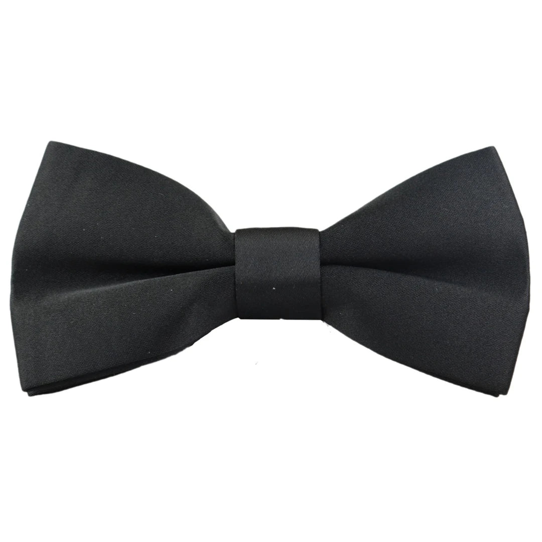 Fliege Für Herren Jungen Unisex Schwarz Satin Clip On Smoking Hemd Klassische - House of Cavani - 1