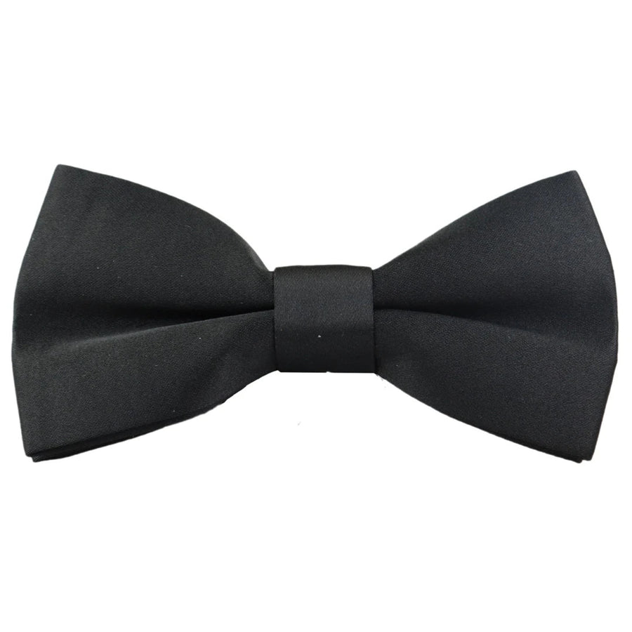 Mucha czarna satynowa na klips męska chłopięca unisex do smokingu i koszuli - Czarny - House of Cavani - 1
