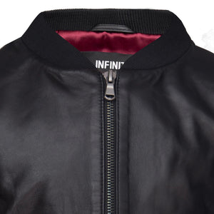 Boys GIrls Kids Unisex Real leather Bomber Style Jacket Varsity Zip Black Blue - Infinity Leather - 4
