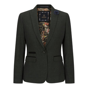 Caridi - Women's Tweed Green Check Blazer Wool Classic Jacket 1920s - House of Cavani - 1