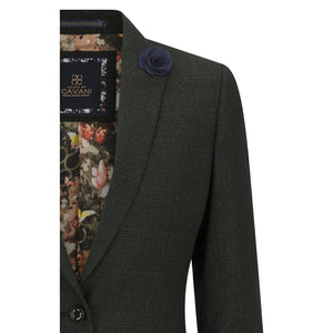 Caridi - Women's Tweed Green Check Blazer Wool Classic Jacket 1920s - House of Cavani - 5