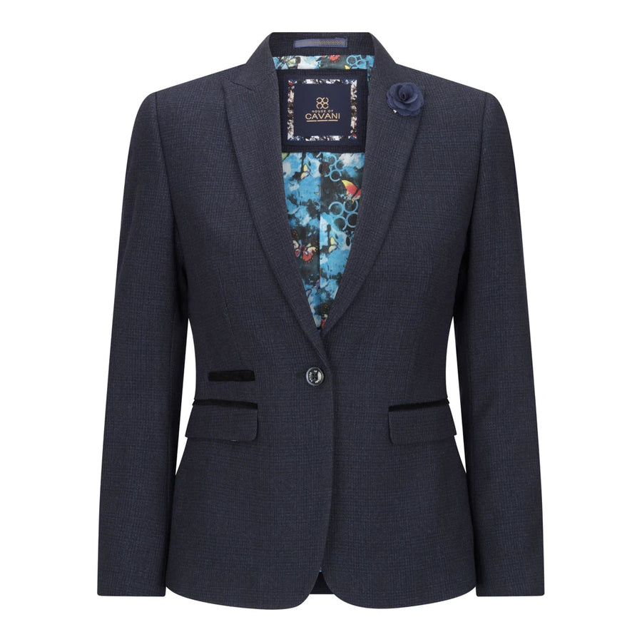 Caridi - Women's Tweed Navy Check Blazer Wool Jacket 1920s - House of Cavani - 1
