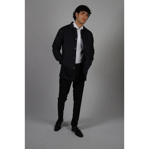 Cavani Fang Men's Mid Length Overcoat Beige Navy - House of Cavani - 9