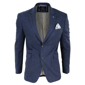 Cavani Martez Men's Peaky Blinders Herringbone Tweed Blazer - Navy - House of Cavani - 1