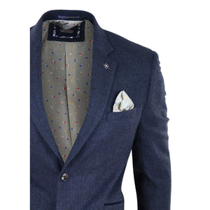 Cavani Martez Men's Peaky Blinders Herringbone Tweed Blazer - Navy - House of Cavani - 3