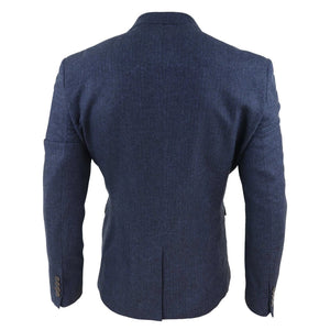 Cavani Martez Men's Peaky Blinders Herringbone Tweed Blazer - Navy - House of Cavani - 4