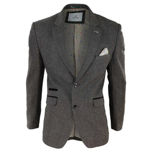 Cavani Martez Men's Peaky Blinders Herringbone Tweed Blazer - Tan - House of Cavani - 5