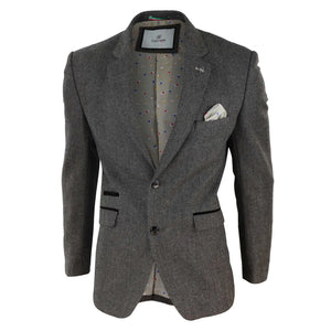 Cavani Martez Men's Peaky Blinders Herringbone Tweed Blazer - Tan - House of Cavani - 6