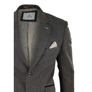 Cavani Martez Men's Peaky Blinders Herringbone Tweed Blazer - Tan - House of Cavani - 7