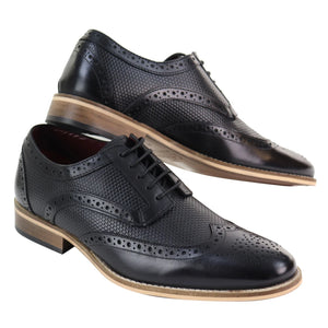 Cavani Tommy Men's Leather Brogues Shoes Gatsby Brown Black - House of Cavani - 3