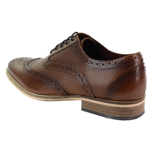 Cavani Tommy Men's Leather Brogues Shoes Gatsby Brown Black - Tan - House of Cavani - 9